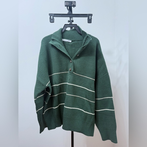 Altar'd State Forest Green V-Neck Sweater - Picture 2 of 5